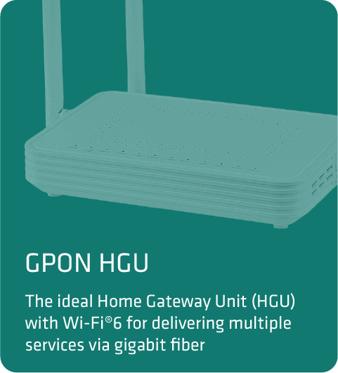 GPON HGU

The ideal Home Gateway Unit (HGU) with Wi-Fi®6 for delivering multiple services via gigabit fiber