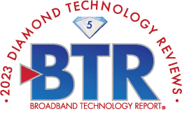 Official graphic for the Broadband Technology Report's 2023 Diamond Technology Reviews.